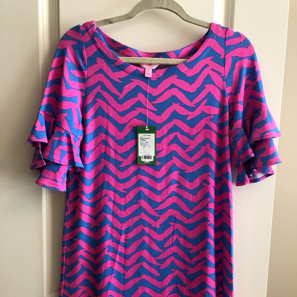 Blue and pink Lily Pulitzer 3/4 sleeve dress - Picture 2 of 3